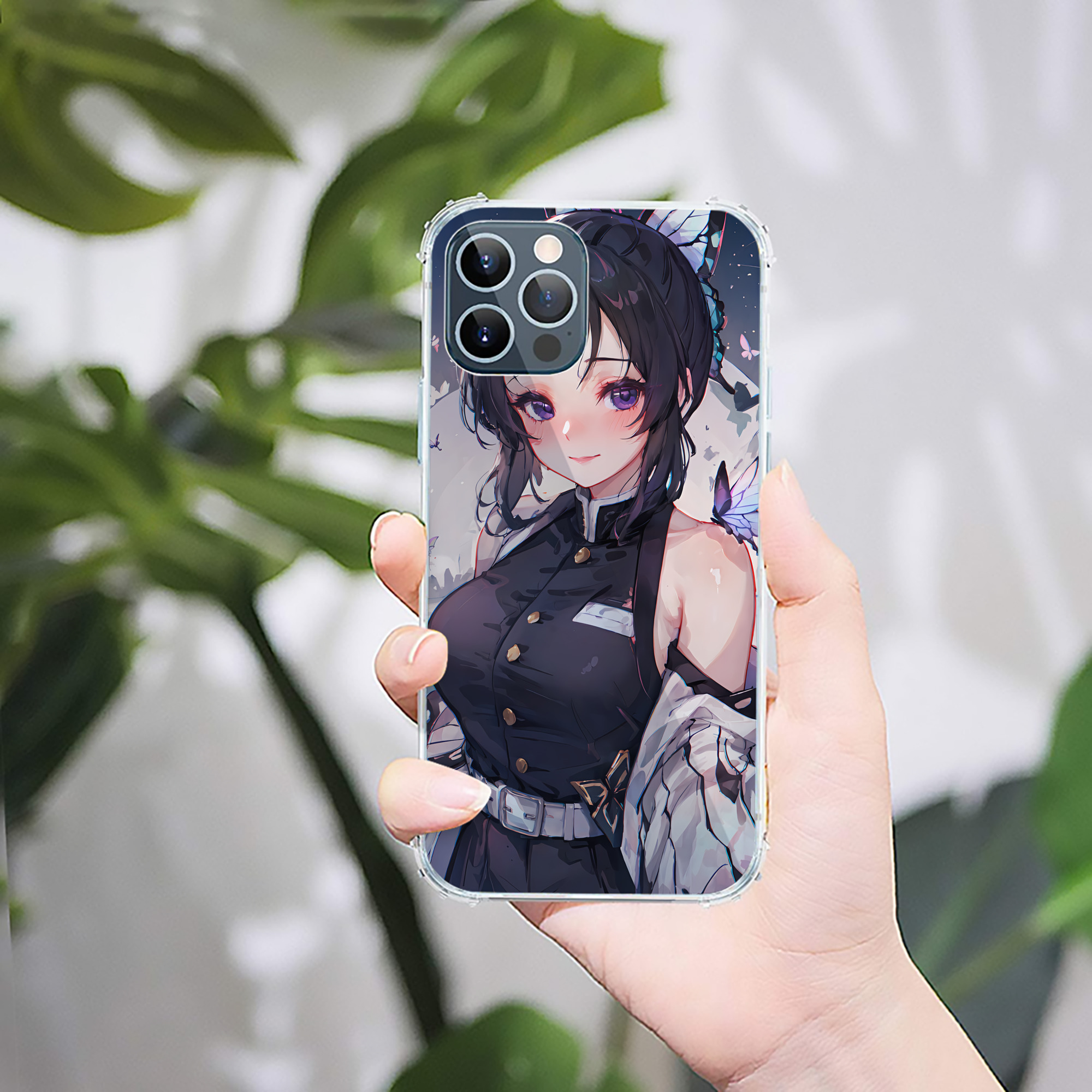 （画像用） 鬼滅の刃（きめつのやいば）蟲柱-胡蝶 しのぶ／こちょう しのぶ Kochou Shinobu 【iPhone 12シリーズ対応】透明スマホケース（クリアソフトケース）